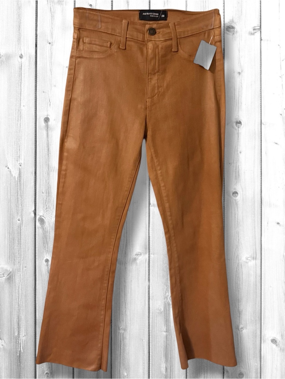 🌼JUST BLACK DENIM BURNT COPPER FRAYED HEM JEANS